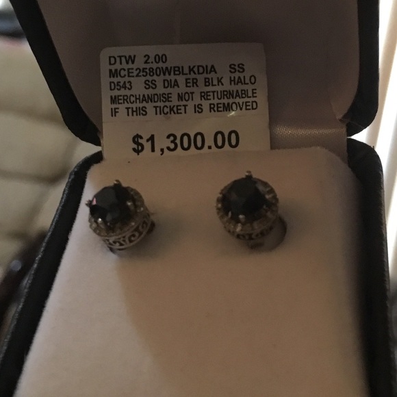 2 ct Black Diamond Earrings - Picture 1 of 2